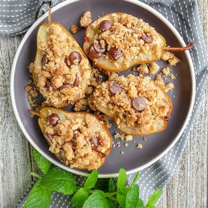 Baked Pears With Walnuts and Chocolate (Vegan, Gluten-Free)