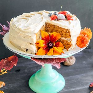 Chai Pumpkin Cake with Spiced Buttercream Frosting (Gluten-Free)