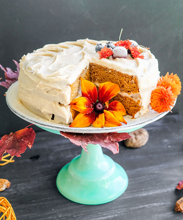 Chai Pumpkin Cake with Spiced Buttercream Frosting (Gluten-Free)