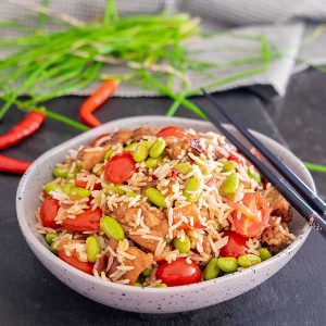 30-Minute Louisiana Chicken With Edamame Rice