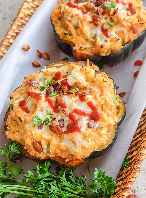 Cheesy Buffalo Turkey Acorn Squash Bowl