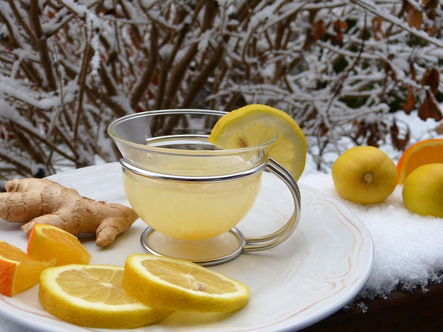 turmeric ginger lemon drink in a cup