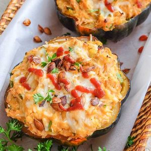 Cheesy Buffalo Turkey Acorn Squash Bowl