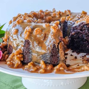 Chocolate Banana Bundt Cake With Coffee Walnut Glaze {Gluten-Free}