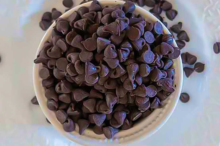 mini chocolate chips in a bowl