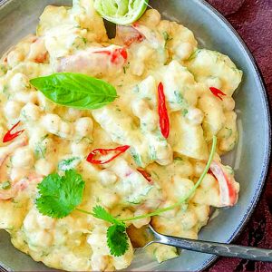 Curried Potato Salad With Chickpeas & Tomatoes