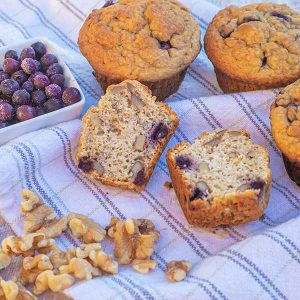 Gluten-Free Blueberry Walnut Eggnog Muffins