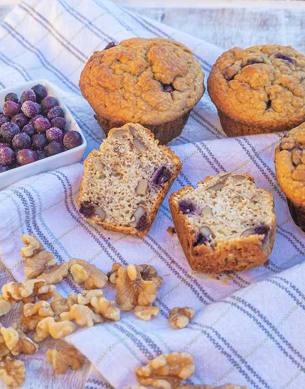 Gluten-Free Blueberry Walnut Eggnog Muffins - Only Gluten Free Recipes