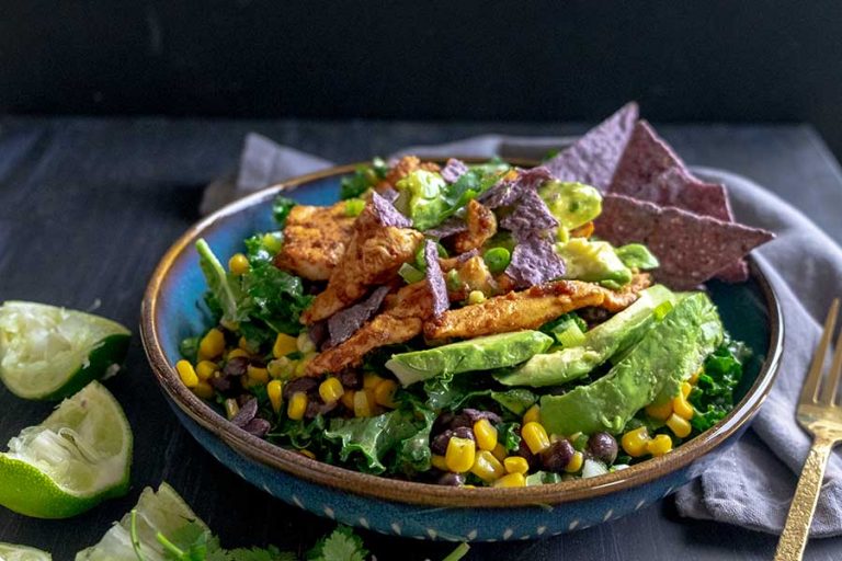 Baja Chicken Kale Salad With Avocado Lime Dressing - Only Gluten Free ...