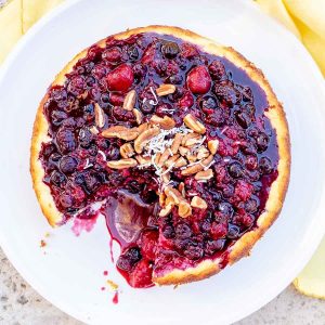 Coconut Cheesecake With Berry Compote {Gluten-Free}