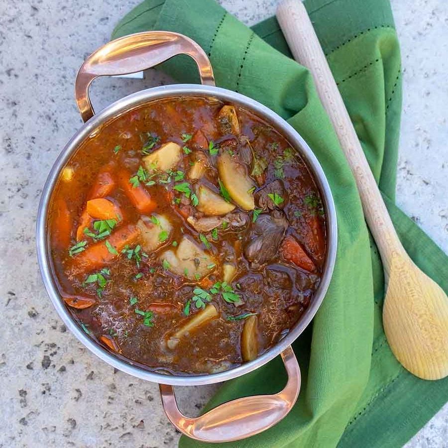 Irish lamb stew in a pot
