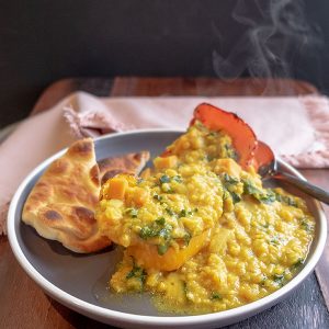 Lentil Curry With Kale Over Charred Peppers {Vegan, Gluten-Free}