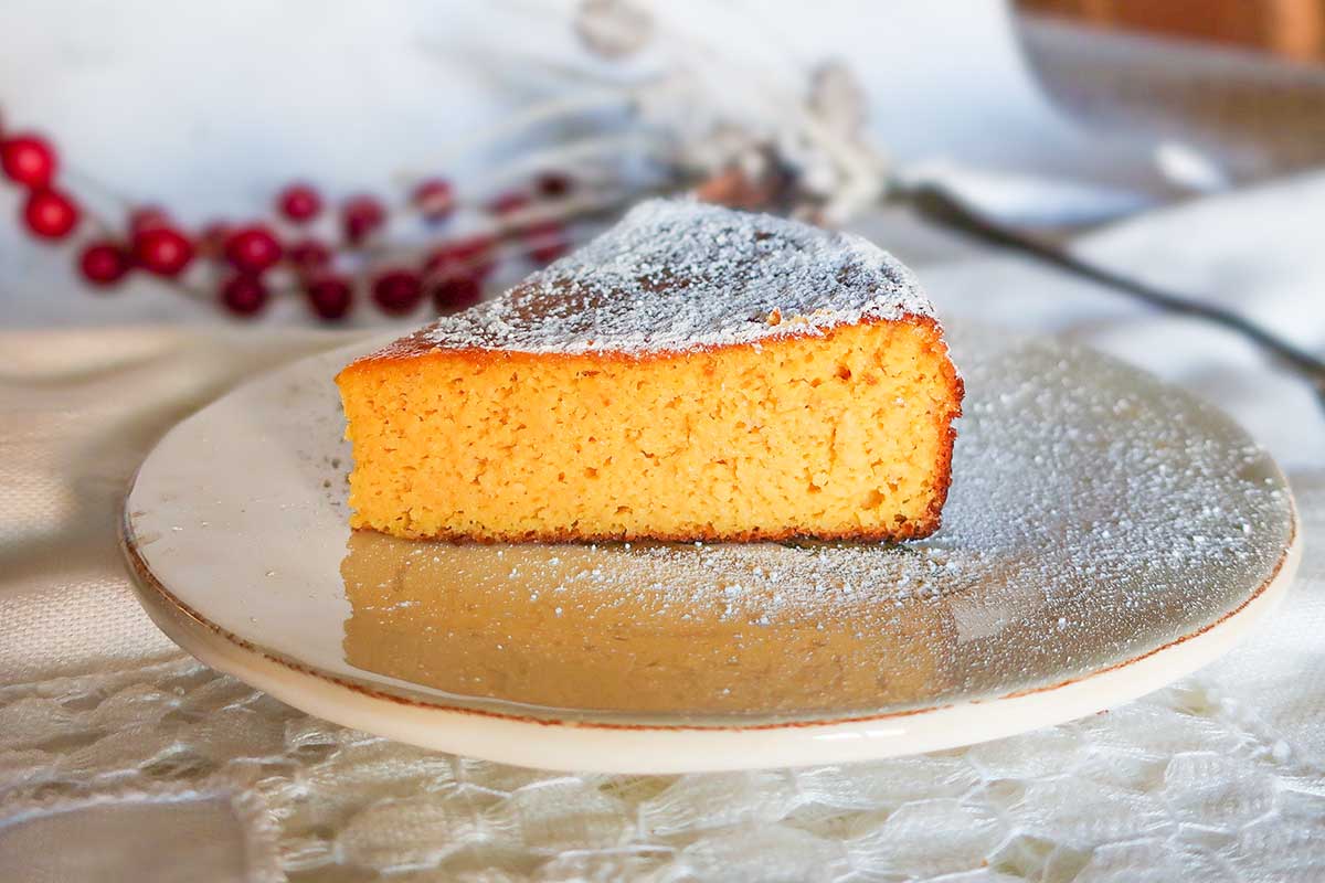 close up of grain-free mandarin cake