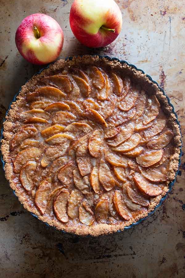 top view of apple tart, gluten free