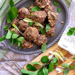 Greek Lamb Meatballs With Yogurt Dip {Gluten-Free}