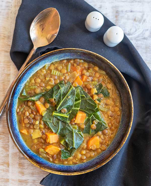 Instant Pot Mediterranean Lentil & Collard Soup