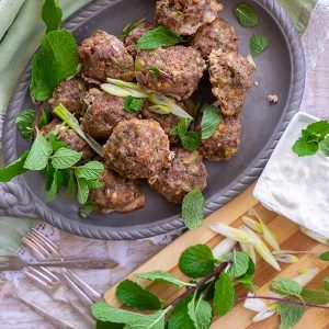 Greek Lamb Meatballs With Yogurt Dip {Gluten-Free}
