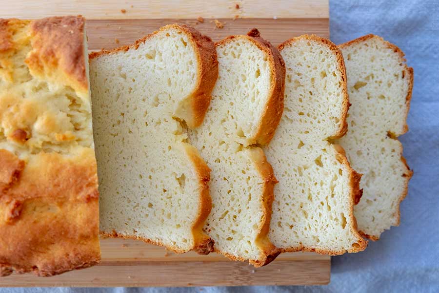 top view of slices of white sandwich bread, gluten-free