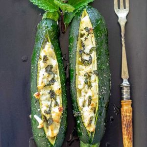 Baked Zucchini With Goat Cheese {Keto, Vegetarian, Gluten-Free}