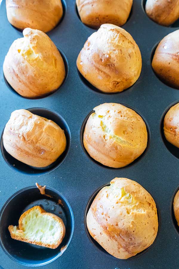 gluten free popovers in a muffin pan