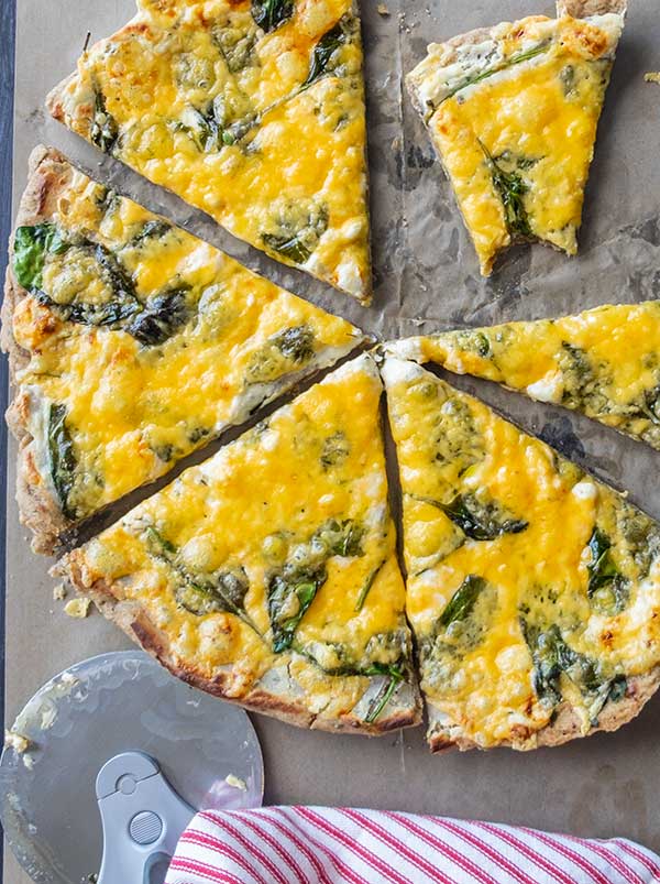 Gluten-Free Alfredo & Spinach Buckwheat Pizza