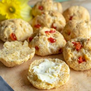 Gluten-Free Mini Scones With Manchego, Peppers & Onions