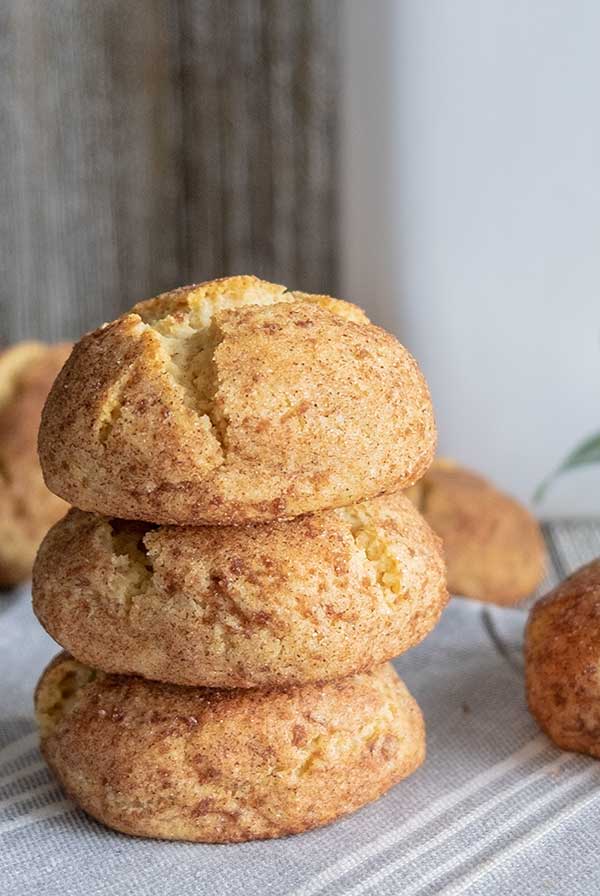 3 stacked snickerdoodle cookies, gluten free