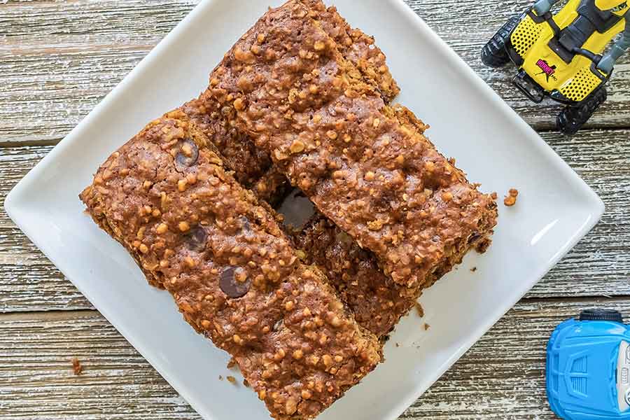 top view of gluten-free granola bars on a plate