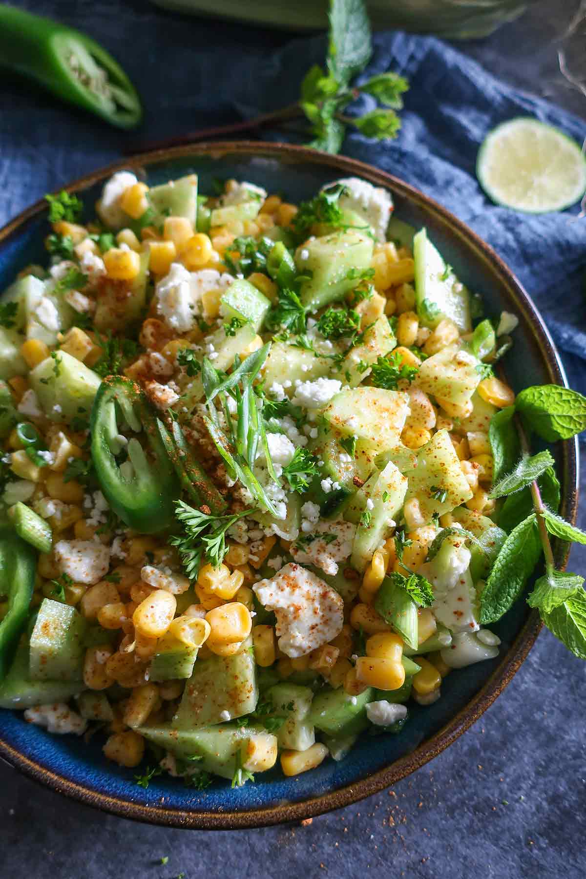 corn salad in a bowl