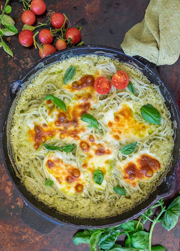 One Skillet Gluten-Free Alfredo Basil Pasta Dinner