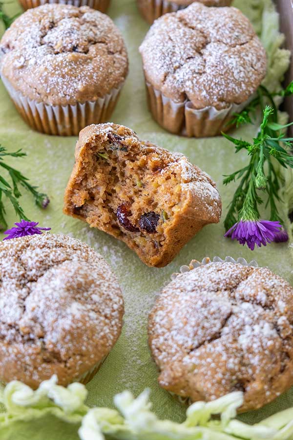 zucchini muffins, chai spiced, cranberry, gluten free