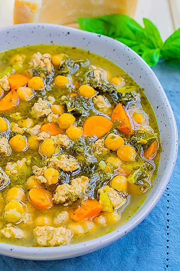 Instant Pot Italian Pesto Chickpea Soup