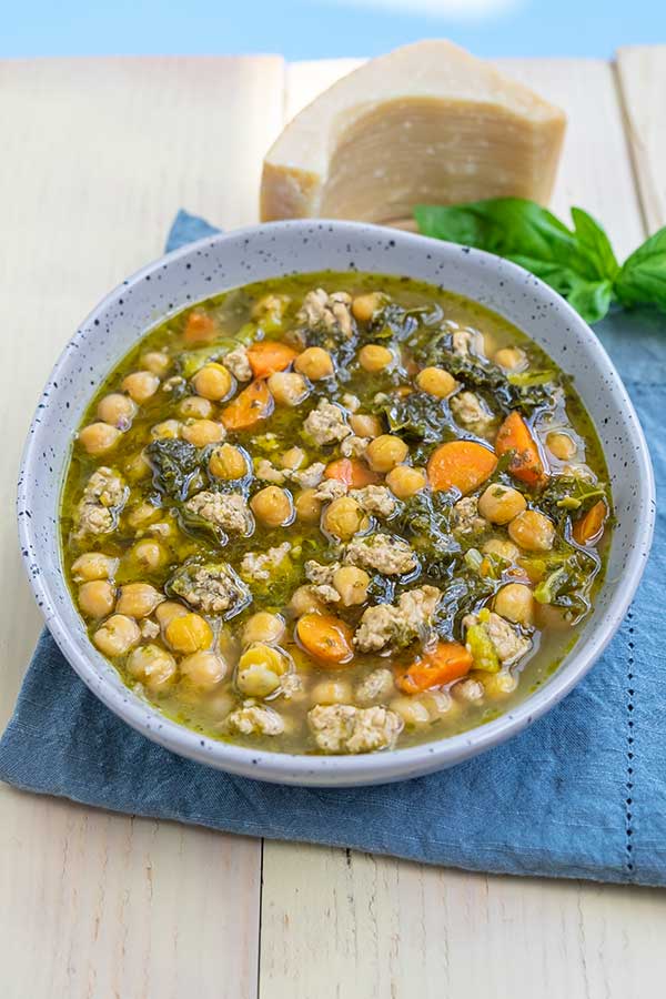 Instant Pot Italian Pesto Chickpea Soup - Only Gluten Free Recipes