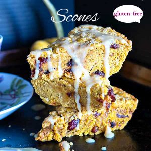 Gluten-Free Pumpkin Cranberry Scones With Nutmeg Glaze