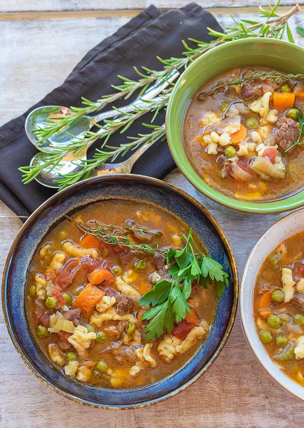 Instant Pot Beef And Vegetable Soup With Gluten-Free Mini Dumplings