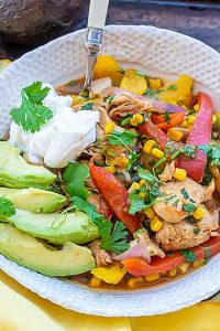 chicken fajita stew in a bowl