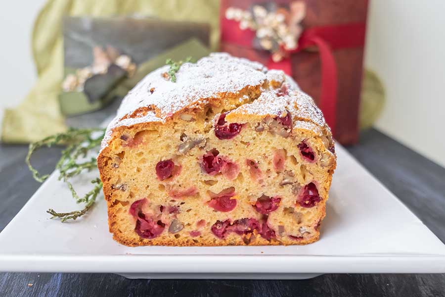 sliced cranberry honey bread, gluten free