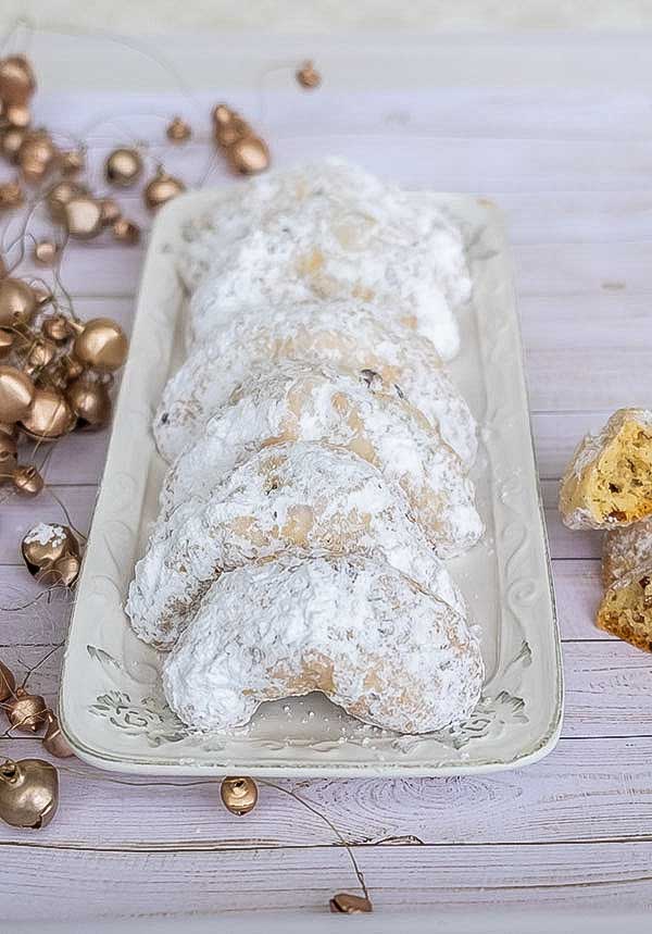 grain-free crescent cookies on a platter