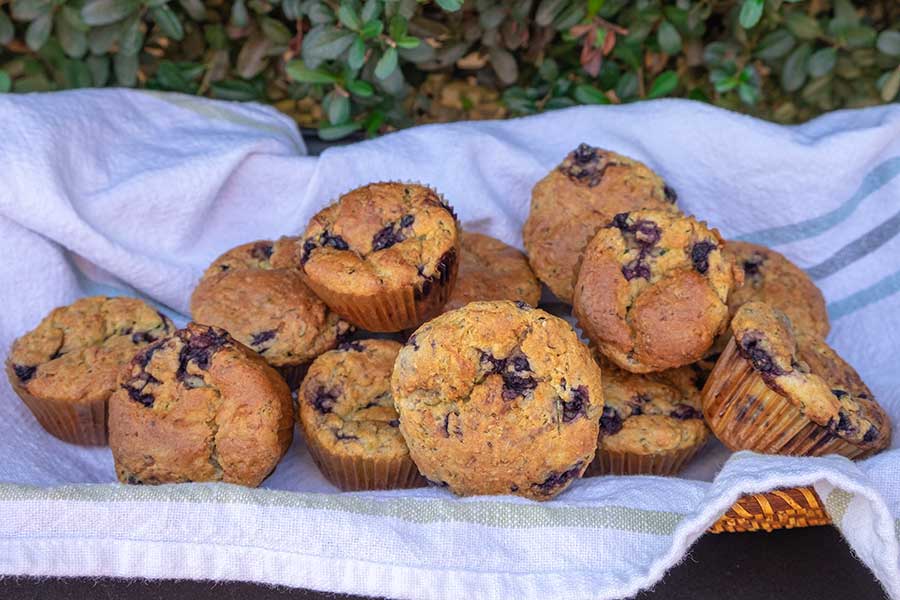 gluten free chia muffins in a basket