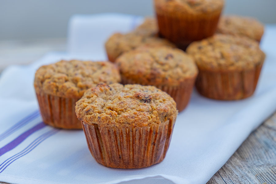 sugar free flax muffins on a towel