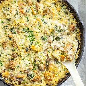 One Pan Chicken and Creamy Mushrooms Casserole