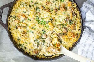 One Pan Chicken and Creamy Mushrooms Casserole - Only Gluten Free Recipes