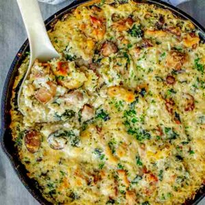 One Pan Chicken and Creamy Mushrooms Casserole