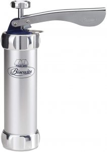 Marcato 8300 Atlas Biscuit Maker Press, Made in Italy, Includes 20 Cookie Disc Shapes, Classic Silver