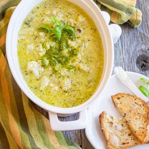 Creamy Cauliflower Pesto Soup