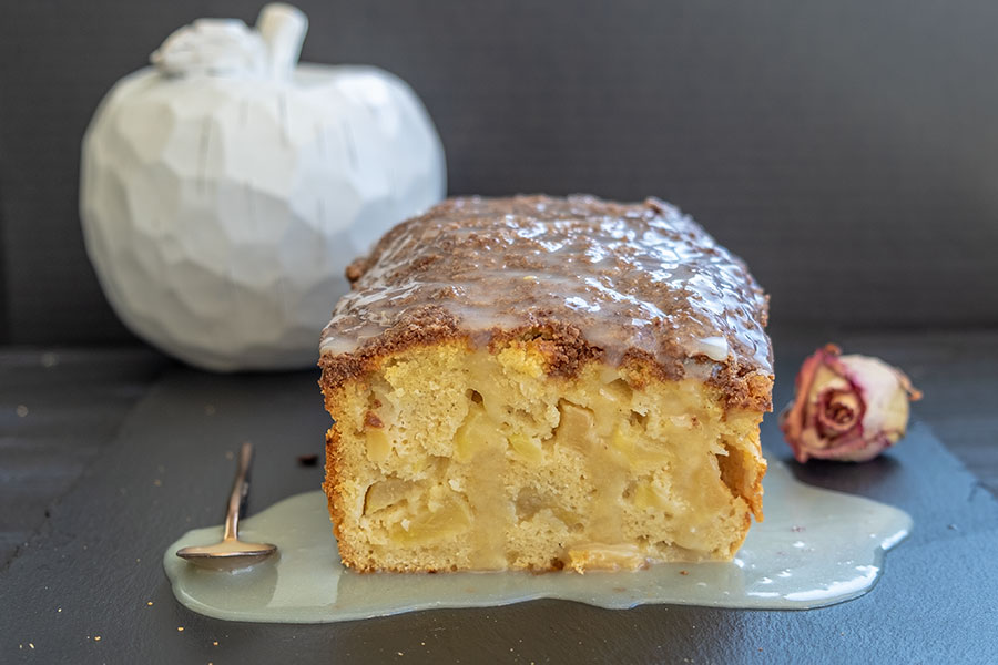 sliced glazed gluten free dutch apple cake