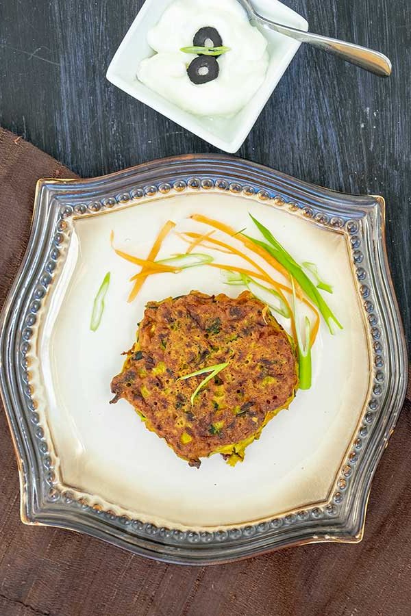 top view veggie pattie on a plate