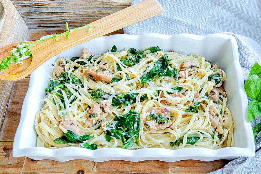 chicken spinach linguini, gluten free