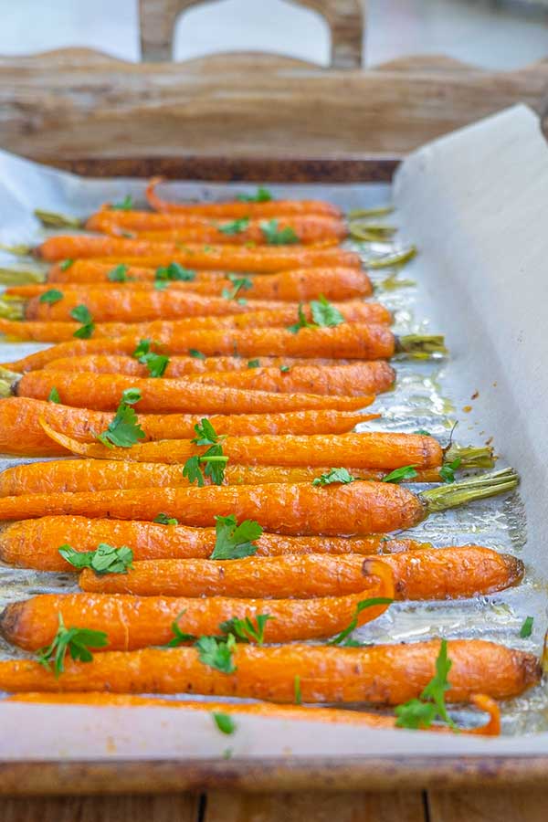 maple roasted carrots is a holiday dinner side dish