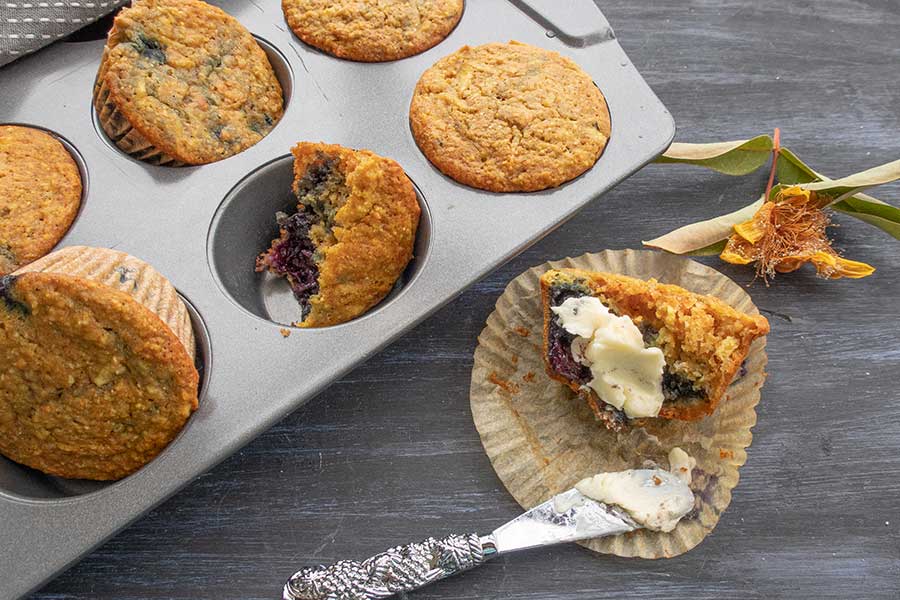 gluten free blueberry apple corn muffin